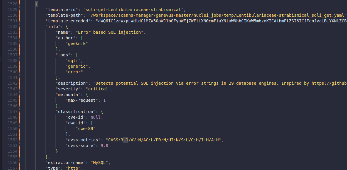 raw json vulnerabilities list