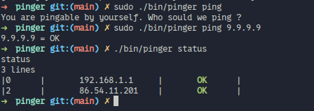 Pinger tool usage